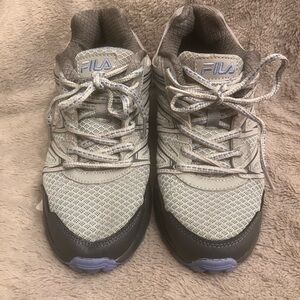 Fila Gray Mesh Sneakers with Purple Accents